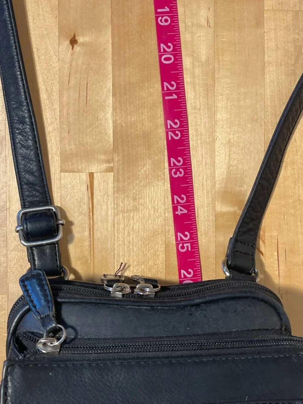 Vintage Fossil Black Leather Crossbody Bag Organizer Wallet Purse Y2K